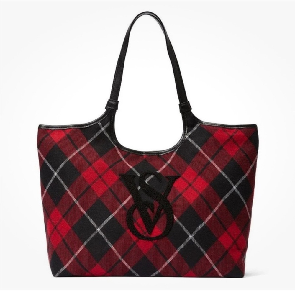 Victoria's Secret Red and Black Plaid Tote
